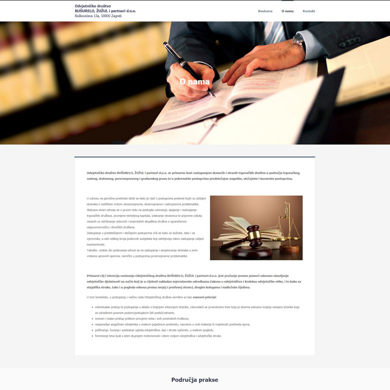 Izrada web stranice za odvjetničko društvo