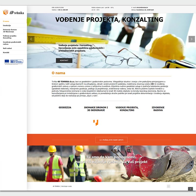 Izrada web stranice za poduzeće koje nudi geodetske i građevinske usluge