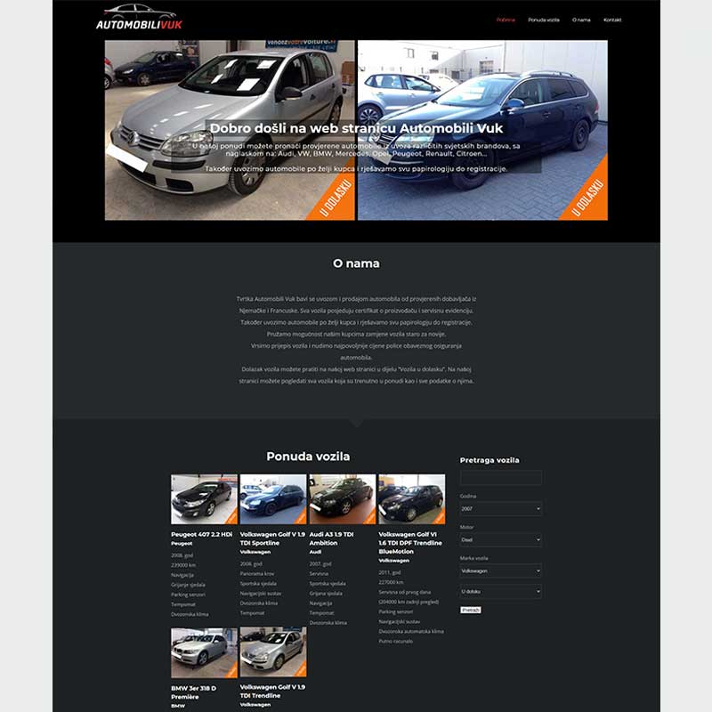 Izrada internet stranice za auto salon