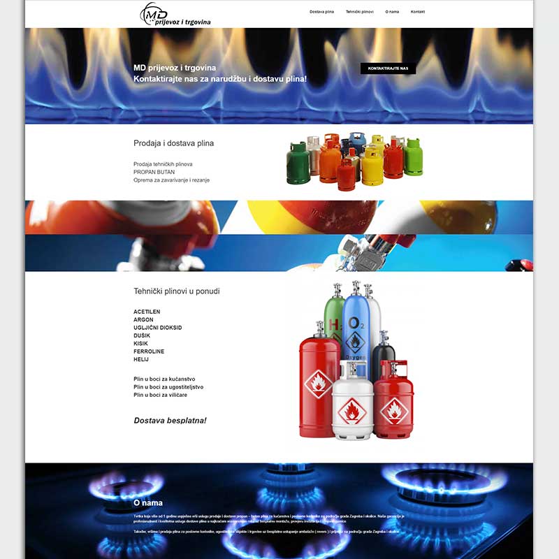 Izrada internet stranice za dostavu plina
